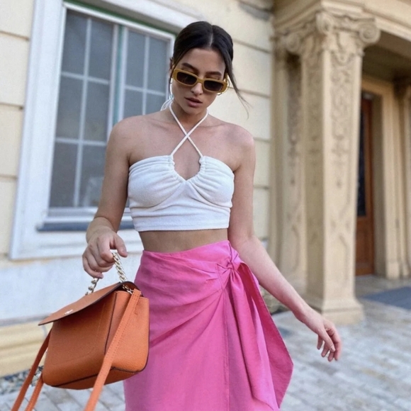 Zara knotted midi wrap skirt - Picture 4 of 10